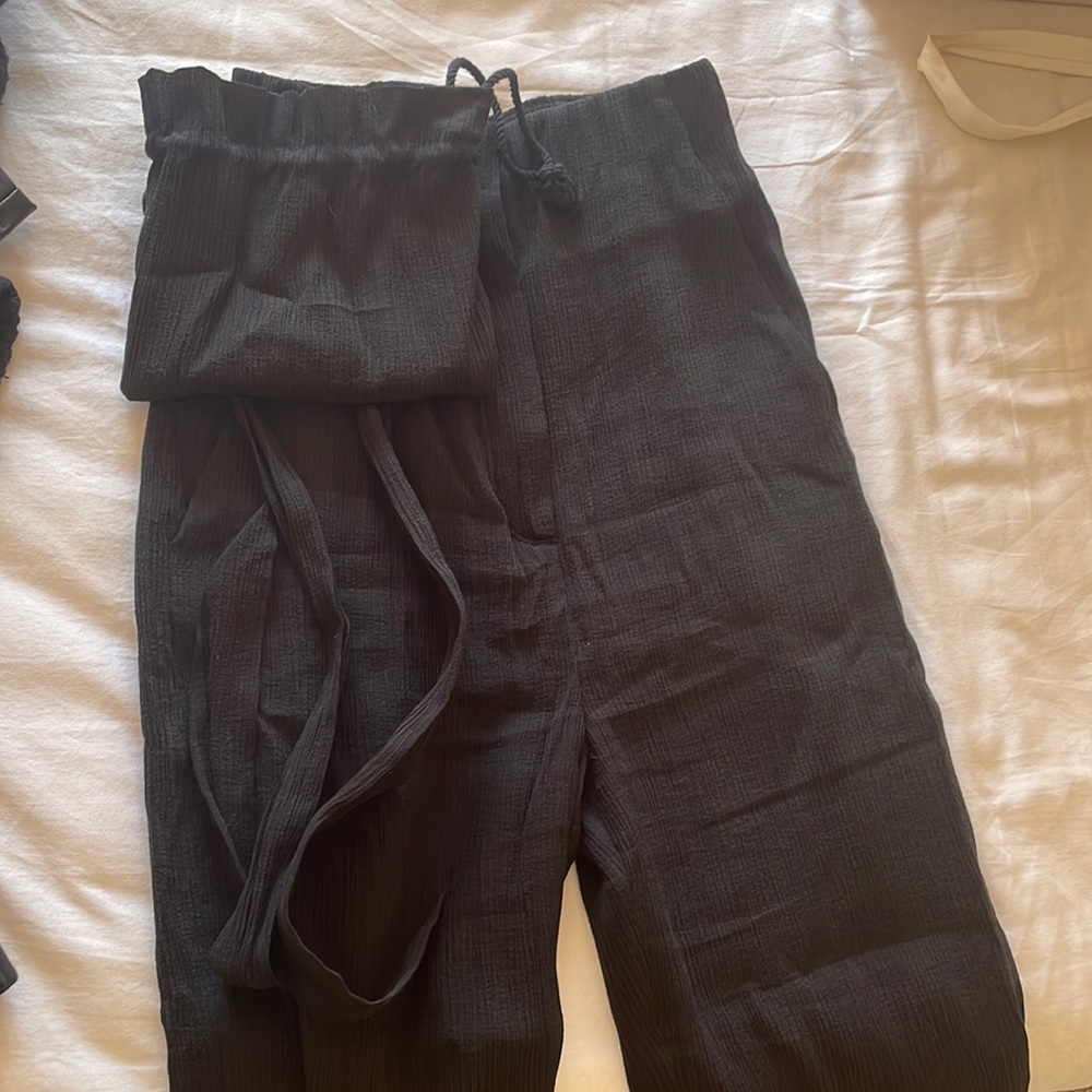 NANUSHKA crepe style trousers with belt bag